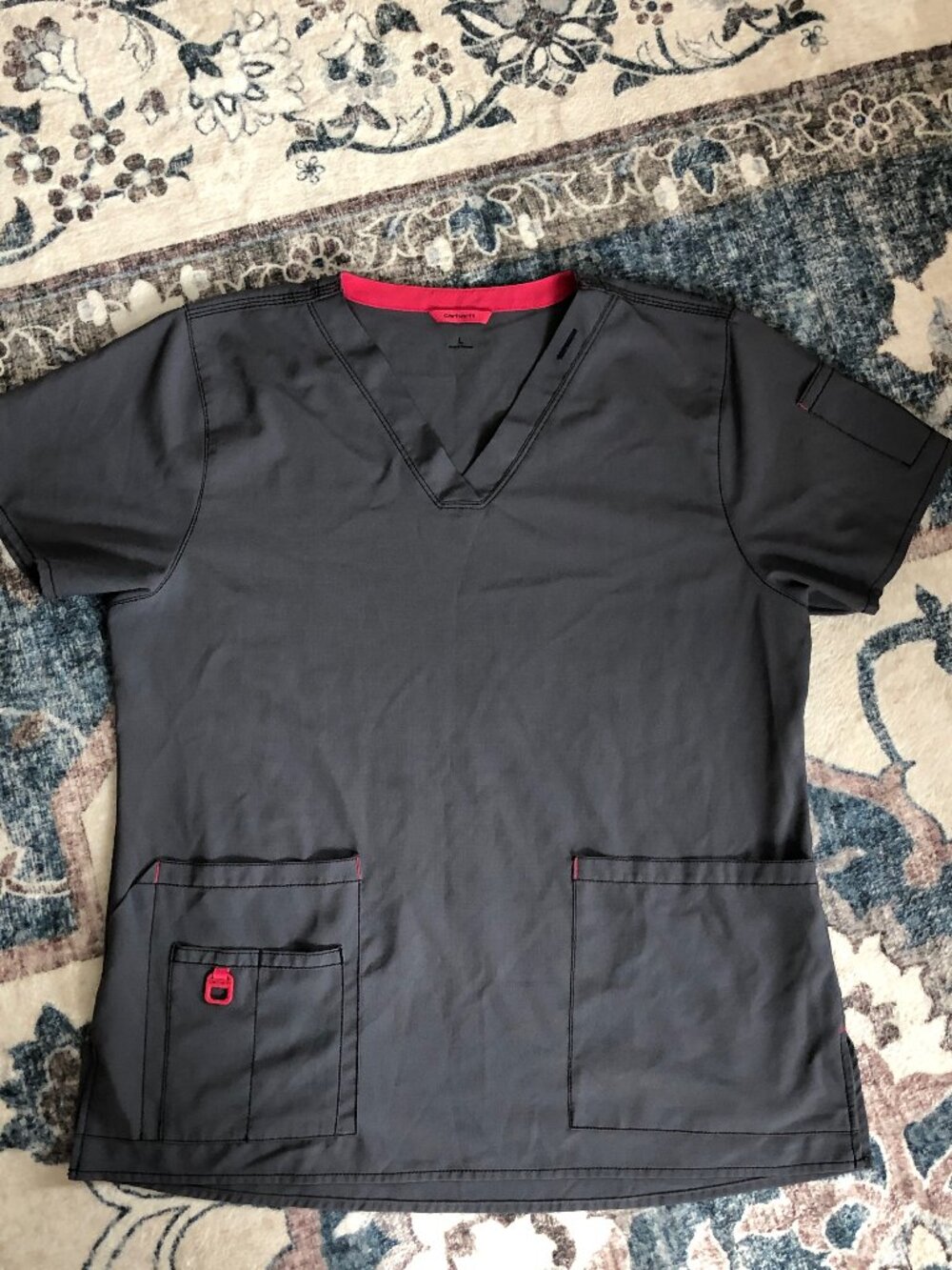 Carhartt Force Scrub Top Women’s Gray Medical Nurse Uniform Shirt size L